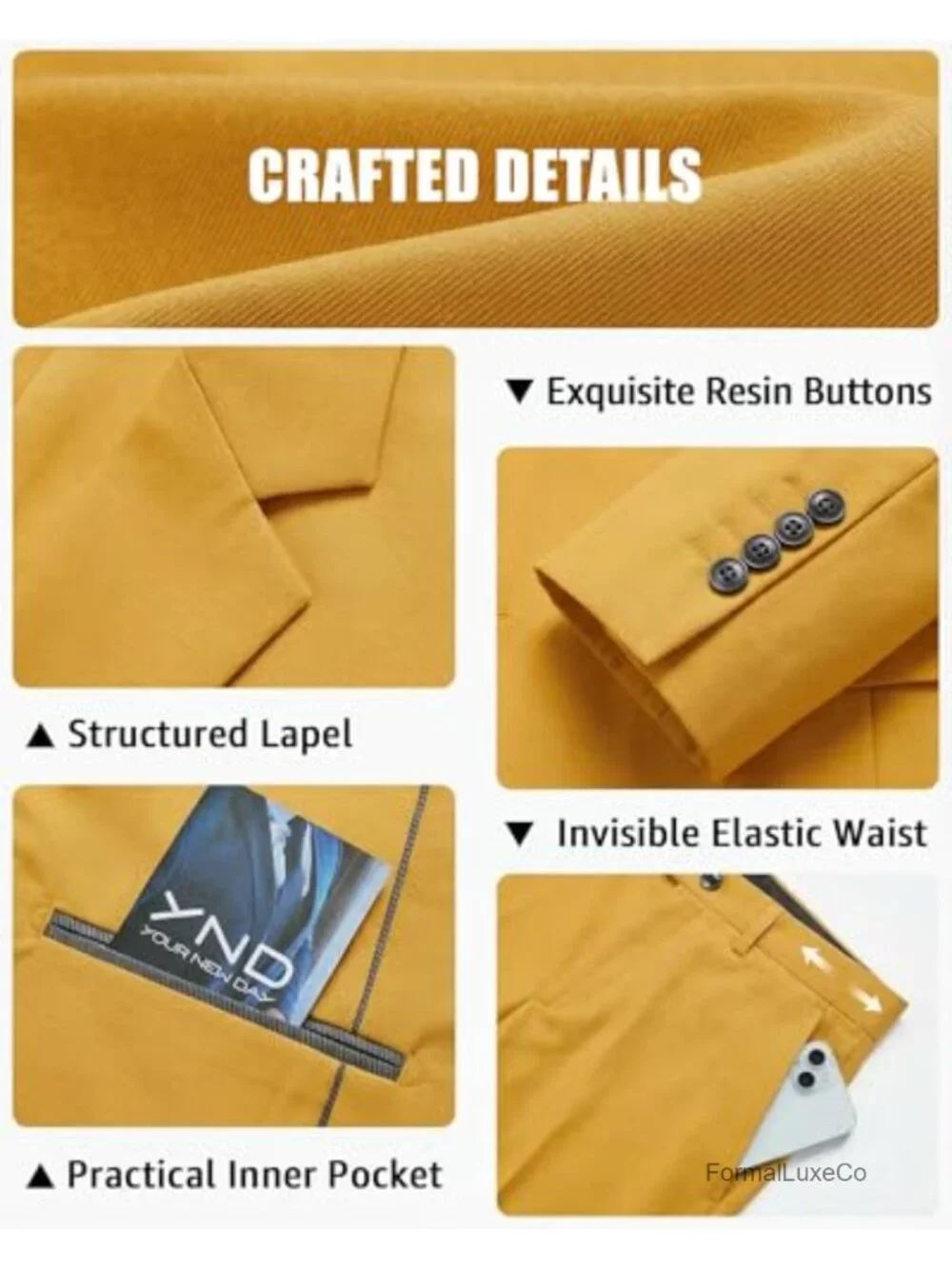 Men's Slim Fit 3 Piece Suit with Blazer, Vest, Pants - Wedding, Prom